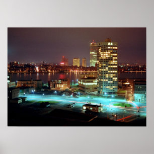 Pôster Quadrado de Kendall e Boston Skyline, 1967