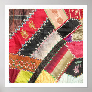 Pôster Quadrado de Quilt, antigo, vitoriano