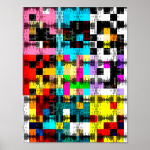 Poster Quadrados abstrato de arte colorida geométrica
