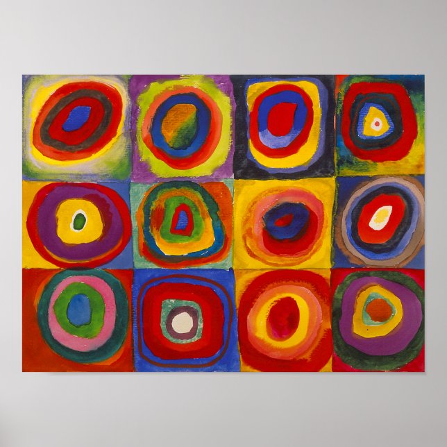 Poster Quadrados com Círculos Concentrados | Kandinsky | (Frente)