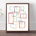 Poster Quadrados do século Médio Retro Funky<br><div class="desc">Este design moderno do século médio funk apresenta quadrados e retângulos vermelho escuro,  azul claro,  verde macio e abstrato amarelo. Ele é destacado por quadrados e retângulos abstrato preto finos. Adicione uma pop de diversão retrógrada à sua decoração!</div>