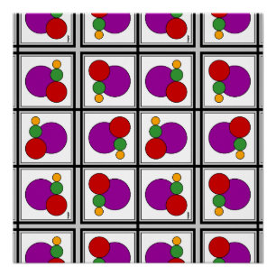 Pôster Quadrados e Círculos Abstrato