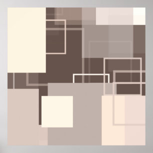 Poster Quadrados Geométricos - Chocolate e Creme