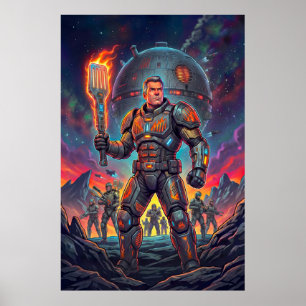 Poster Quadrinho de Ficção Científica Divertido Mestre da