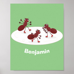 Poster Quadrinhos de gelo de formigas vermelhas felizes