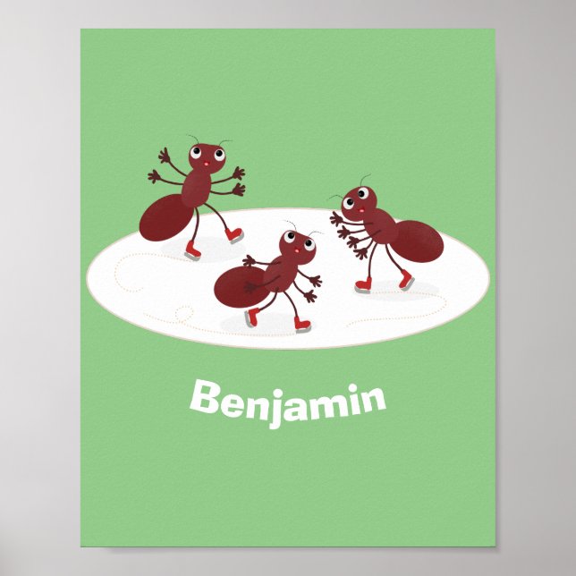 Poster Quadrinhos de gelo de formigas vermelhas felizes (Frente)