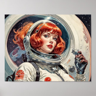 Poster Quadrinhos Retro Futurismo dos anos 50 - Um astron