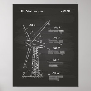 Pôster Quadro 1990 da arte da patente do rotor de turbina