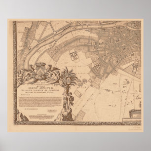 Poster Quadro 3 - LB do mapa Sepia de Rochefort Paris