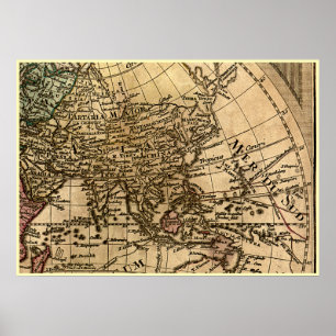 Pôster Quadro 6 do mapa de cores do L'Isle World Map Vers