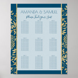 Poster Quadro Azul e Dourado Moderno
