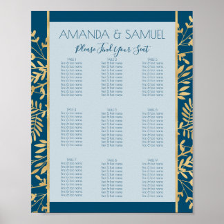 Poster Quadro Azul e Dourado Moderno