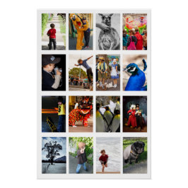 Pôster Quadro Branco 16 Imagens Fotográficas Faça Modelo 