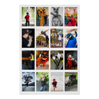 Pôster Quadro Branco 16 Imagens Fotográficas Faça Modelo