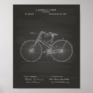 Pôster Quadro da arte da patente da bicicleta 1890 do