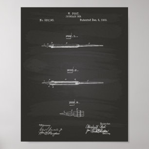 Pôster Quadro da arte da patente da caneta de fonte 1893