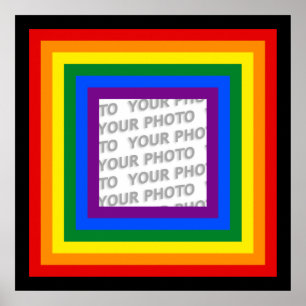 Pôster QUADRO DA BANDEIRA DO ARCO-ÍRIS + sua sinal ou im