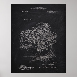 Poster Quadro da patente do side-car 1885 da motocicleta