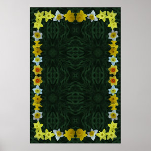 Pôster Quadro Daffodil sobre o fundo da Folha Verde