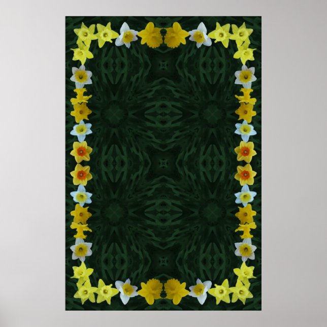 Pôster Quadro Daffodil sobre o fundo da Folha Verde (Frente)