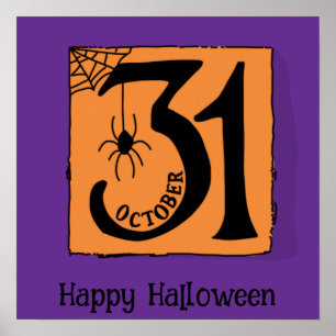 Poster Quadro de 31 de outubro do Halloween Cute Funny
