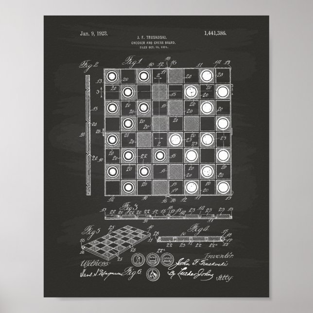 Poster Quadro de arte patenteado do Chess Conselho 1923 (Frente)
