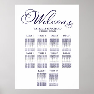 Poster Quadro de Assentos de Casamento com 10 Mesas Simpl