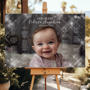 Poster Quadro de assentos de fotos batismo plano elegante