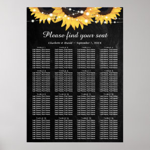 Poster Quadro de Chalkboard Sunflower Wedding Gráfico 16