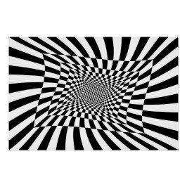 Pôster Quadro de controlo psicodélico preto e branco