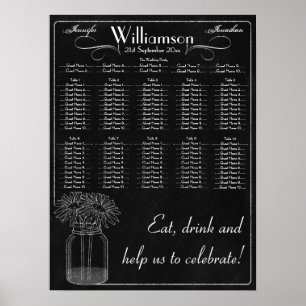 Poster Quadro de discussão com Mason Jar & Daisy Weding S