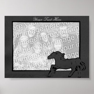 Pôster Quadro de Fotografias do Cavalo - Preto