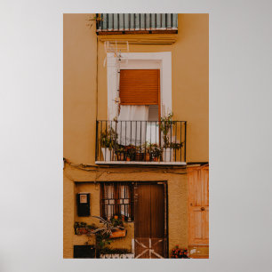 POSTER QUADRO DE JANELA DE MADEIRA MARCADA COM PLANTAS VE
