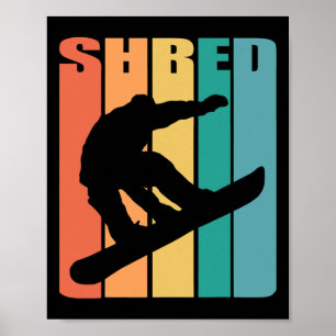 Poster Quadro de neve Retro 70s Imagem Diversão de silhue