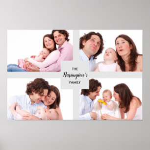 Poster Quadro de Retângulo de Colagem de Fotos da Família