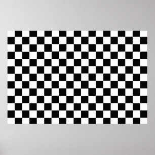 Poster Quadro De Verificação Clássico Preto E Branco