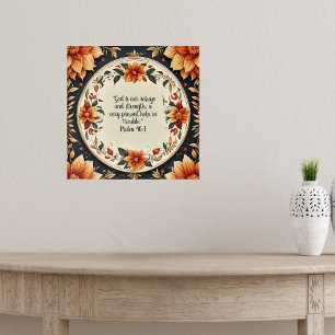 Poster Quadro de Versículos da Bíblia com Flores de Outon