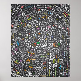 Poster Quadro desenhado à mão com a letra do tema Verão