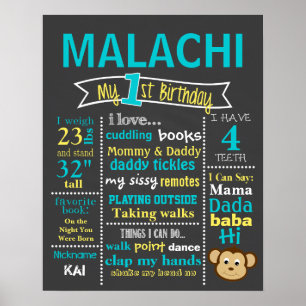 Pôster Quadro do aniversário - macaco, macaco pequeno