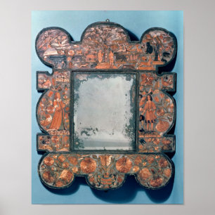 Poster quadro do espelho do Palha-work, 1670-80
