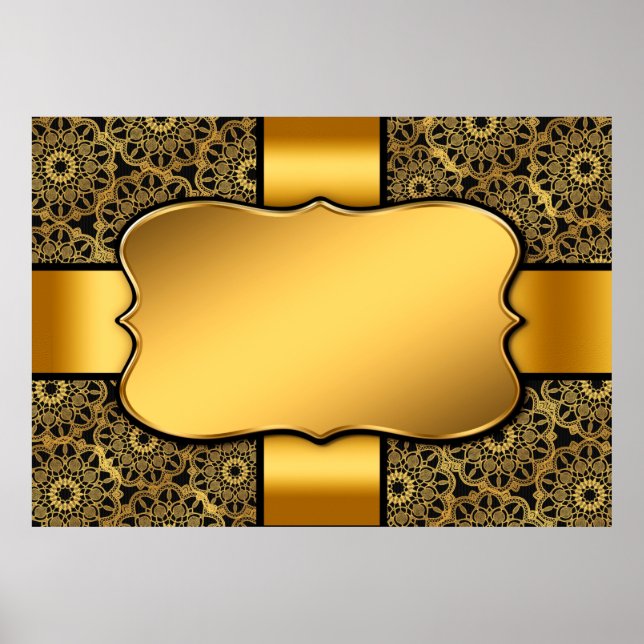Poster Quadro dourado da imagem de fundo (Frente)