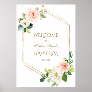 Poster Quadro Dourado Floral Branco Blush - Sinal de Bati