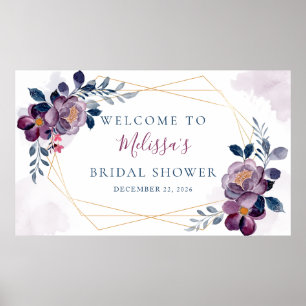 Poster Quadro Dourado Floral Puro e Azul