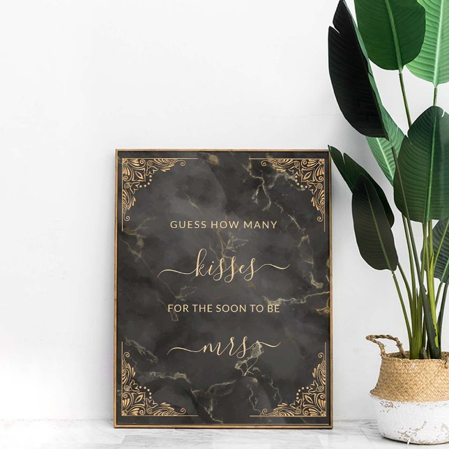 Poster Quadro Dourado Marble Preto Quantos Jogo De Beijos (Criador carregado)