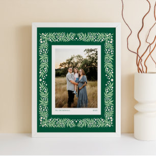 Poster Quadro Floral de Arte de Folha Verde com Texto Per