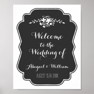 Pôster Quadro floral Wedding do sinal feito sob encomenda
