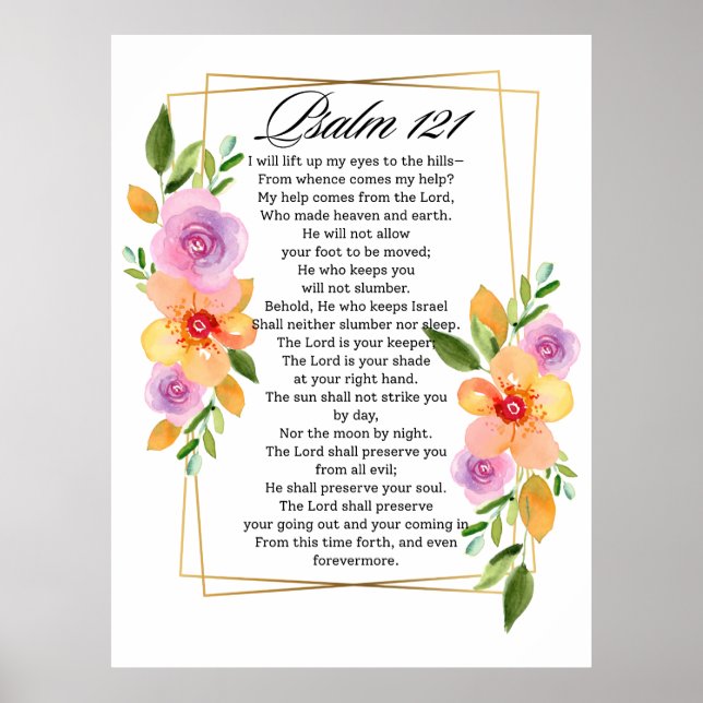 Poster Quadro Geométrico Floral Psalm 121 (Frente)