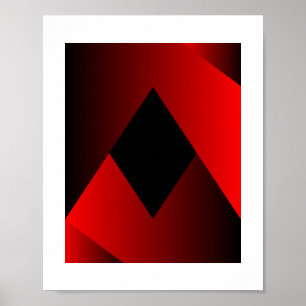 Poster Quadro Geométrico Vermelho e Preto Negrito