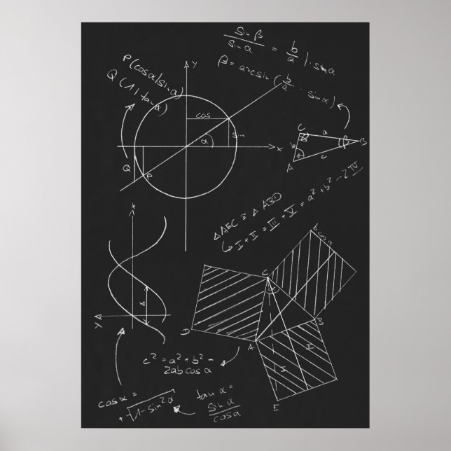 Pôster Quadro negro de matemática (Frente)