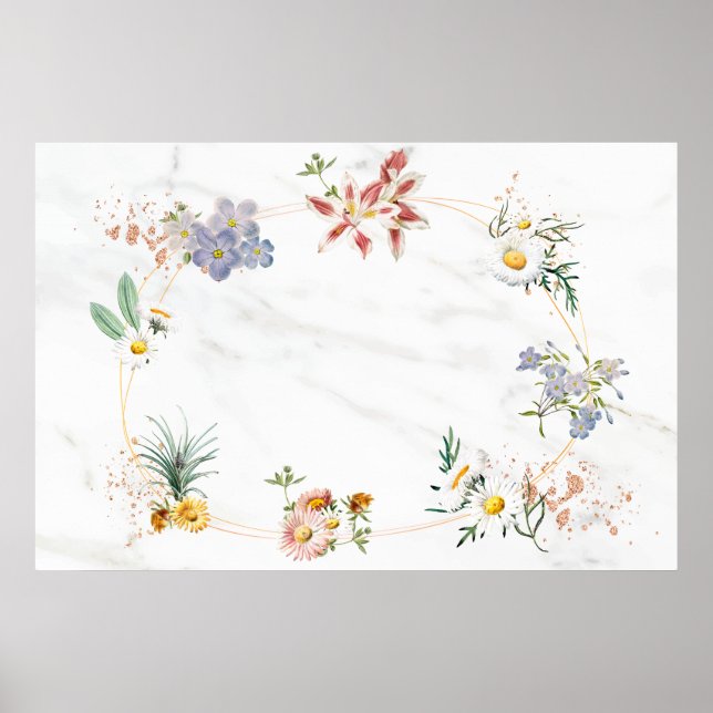 Poster quadro oval floral do vazio (Frente)